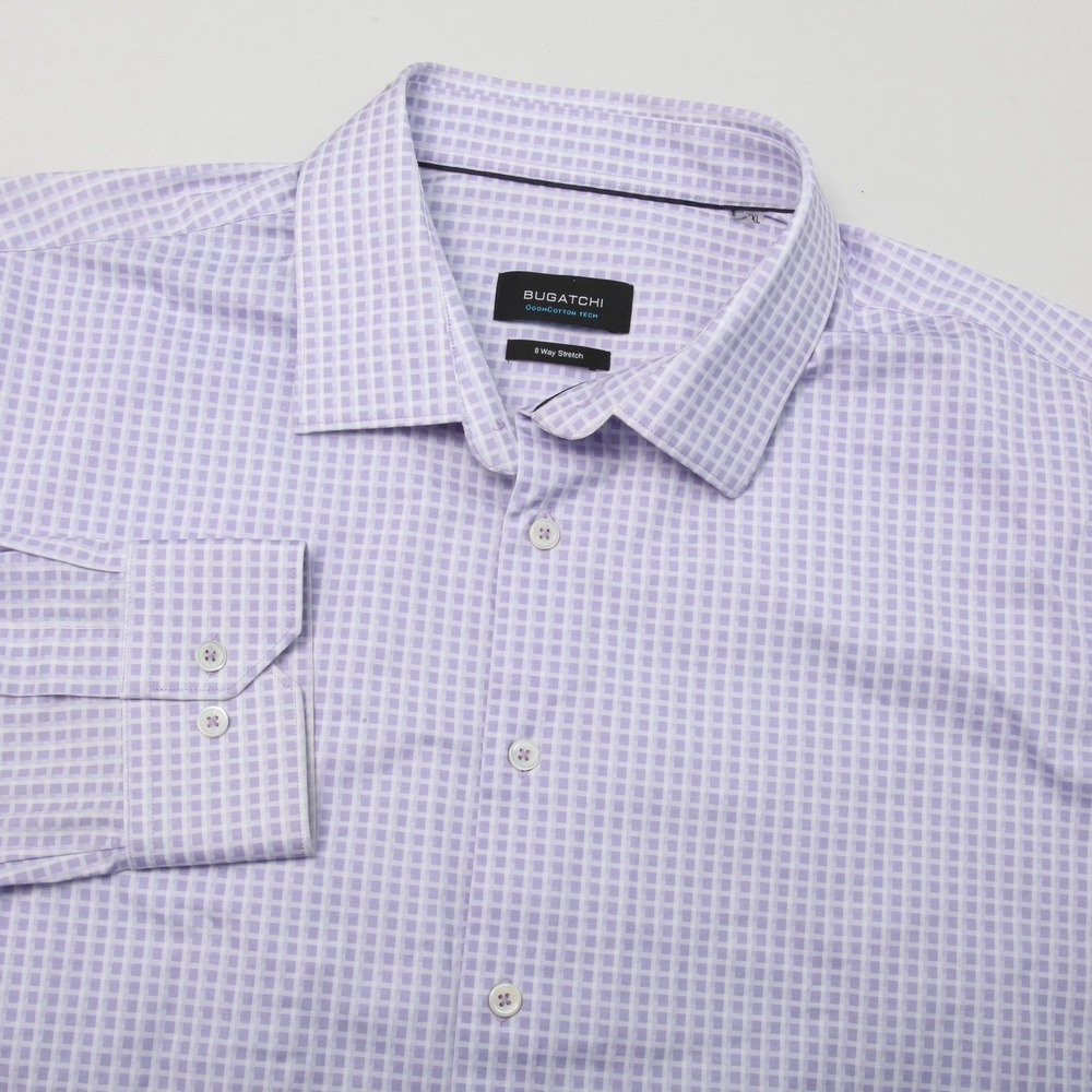 Bugatchi Men's XXL Lilac OohCotton Tech 8-Way Stretch Casual Button-Down Shirt
